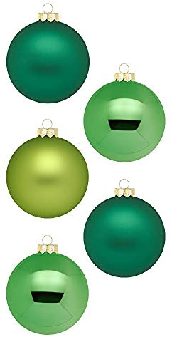Inge Glas Weihnachtskugeln | Schöne Christbaumkugeln aus Glas | 20 Kugeln in Karton-Box | Christbaumschmuck Weihnachtsbaumschmuck Weihnachtsbaumkugeln (Evergreens | dunkelgrün grün)