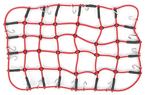Tiiyee Rete Elastica Portapacchi, Bagagli Auto Cingolata da Carico Altamente RC con Gancio 1/10 1/8 Camion Cingolato Portapacchi Accessor per Organizzativa Posteriore Portabagagli Sul Tetto Baule Suv