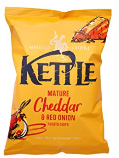 Kettle Mature Cheddar & Red Onion Chips, 130g