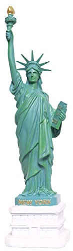SAINWORDS Statua della Libertà - Statua della Libertà 4 luglio, decorazione moderna per la casa per soggiorno, libreria, scaffali, ornamenti da tavolo, scultura gargen all'aperto (C - verde, 37 cm)