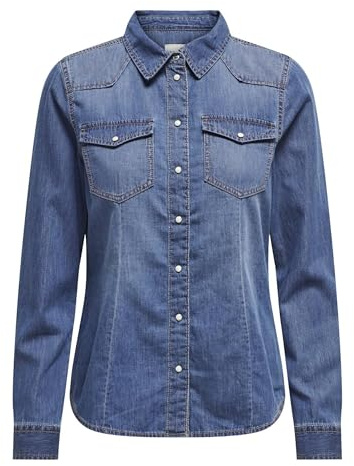 Only ONLALEXA L/S DNM Shirt FS Noos, Blusas Mujer, Medium Blue Denim,