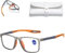ARTSIM Lunettes de sport ultra-légères anti-lumière bleue pour hommes, lunettes de lecture pour cyclistes, double focalisation de loin et de près (2.5x, Orange)