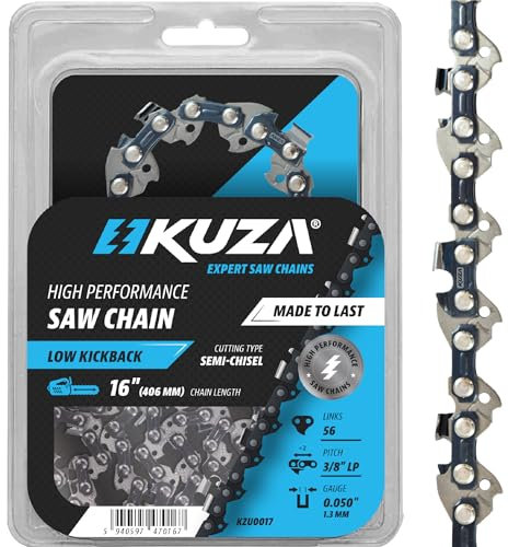 Chaîne de tronçonneuse 40,6 cm LP pas 0,95 cm, calibre 56 maillons, acier allemand, compatible avec Husqvarna, Greenworks, Craftsman, Poulan, Homelite, Makita, Jonsered, Echo et plus encore