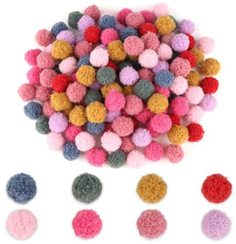 lahnao 160 Stück Pompons zum Basteln, 15mm Bunte Pompoms, Bommel für Kinder, Mini Pompons für DIY Kreative Bastelarbeiten und Osterdekorationen (1.5cm)