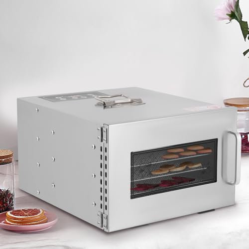Dörrautomat Edelstahl Dehydrator 400 W Dörrgerät Food Dehydrator 6 Etagen Dörrautomaten mit Temperaturregler (30-90°C) und 24h Timer, Dürrautomaten von Obst, Gemüse, Kräutern, Fleisch, Snacks