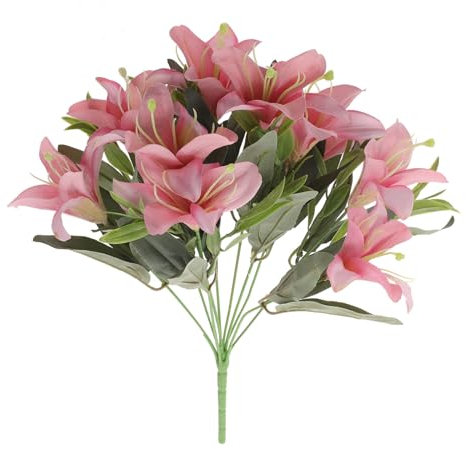 Cabilock Bouquet De Fleurs Artificielles Élégant Arrangement De Fleurs De Lys Faux Bouquet De Lys Décoratif pour Fête