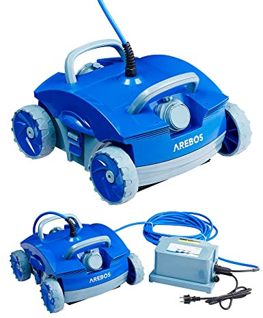 Arebos Robot pulitore automatico per piscine fino a 50 m³ | Aspiratore per pavimenti con 2 modalità di pulizia | Pulizia efficiente e facile manutenzione
