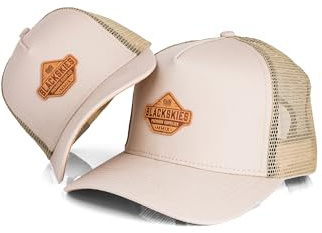 Blackskies® Essentials Trucker Cap Set De 2 Padres E Hijos Look A Juego Gorra De Béisbol Regalo Mini-Me Basecap Papá-Hijo Y Mamá-Hija Beige-Marrón - 49-54 cm