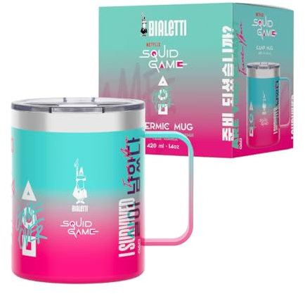 Bialetti Camp Mug Squid Game©, 420ml, Acero Inoxidable, Double Wall