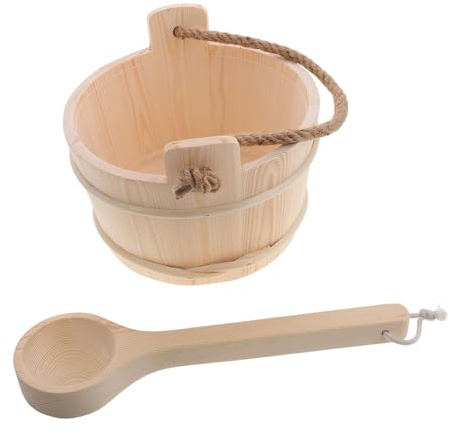 COSMEVIVI Steam Accessories Set Aroma Bowl Sauna Kit Wooden Bucket Ladle Spa Bath Supplies
