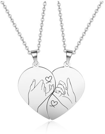 AllerPierce Friendship Necklaces for 2, Best Friends Matching Heart Necklaces for Girls BFF Friendship Jewellery Gift for Women Best Friend Bestie Graduation Birthday Christmas Anniversary