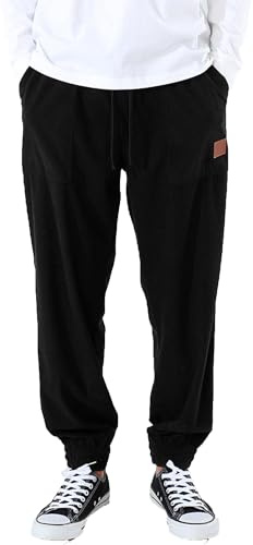 ANOTWENER Pantaloni da uomo in corduroy baggy con coulisse, pantaloni da allenamento, pantaloni da tempo libero, vestibilità rilassata, pantaloni da jogging, Nero , L