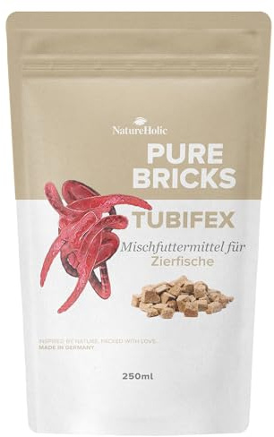 NatureHolic Pure Cubes Tubifex | Dados Tubifex liofilizados para peces ornamentales, camarones, cangrejos de río, cochinillas | Alimento natural rico en proteínas con astaxantina y quitina