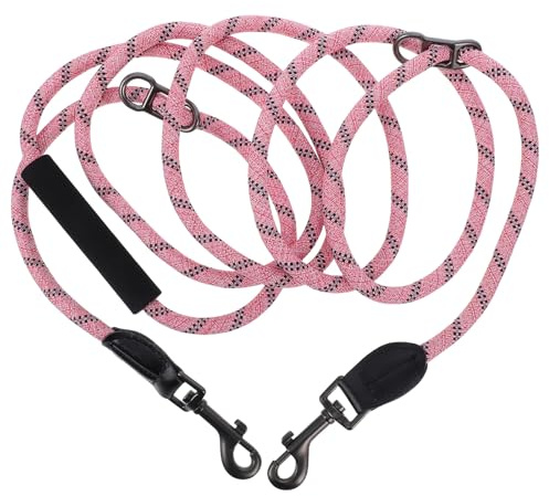 COLLBATH Guinzaglio per cani a mani libere: guinzaglio a tracolla con clip a doppia estremità, corda di trazione con tracolla e lunghezza regolabile per correre e camminare.