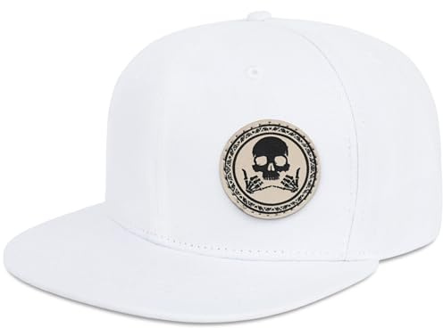 Chicken Noodles Flat Brim Hats for Men - Gothic Style Skull hat Leather Pattern - Hip-Hop Snapback Hat Skeleton Hats for Men-Skeleton