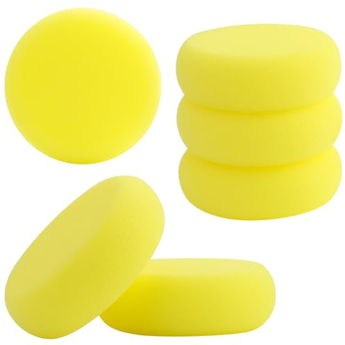 6 spugne rotonde, 7,5 cm, in spugna sintetica morbida, per acquerello, per pittura acrilica, artigianato, pulizia domestica (giallo)