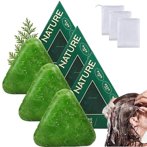 Jabón Capilar Con Hojas De Ciprés Nature Triangle Shampoo Bar, Nature Triangle Shampoo Bar, Usman Grass Shamp𝐨𝐨 Bar, Limpieza Suave Y Cuidado Nutritivo (3pcs)