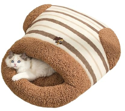 CGACCSD Lit Caverne pour Chat - Lit Matelas Confortable Et Chaleureux pour Chat,Tapis en Peluche Fermé pour Animal - pour Chambre Appartement Salon Intérieur Bureaux Coin Maison Extérieur Voyage Sol