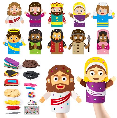 WATINC 10 pezzi di pelliccia per bambole fai da te con Gesù Resurrezione, in feltro, per lavori di bricolage, per bambole, per giochi di ruolo, per ragazze e ragazzi (Pasqua)