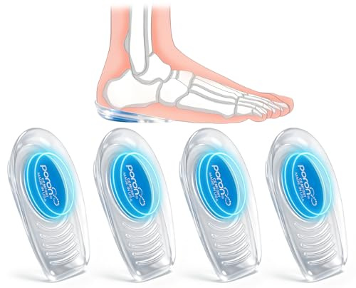 BIGGCOOL Heel Cups with 5MM Poron, Shock Absorbing Heel Pads for Shoes, Heel Cups for Heel Pain, Achilles Tendonitis Relief, Heel Inserts for Men & Women (2 Pair - Blue, L:W 11.5-13/M 10-14.5)
