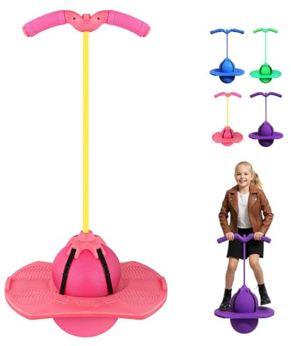 Balance Jumping Ball, 2026 Balance Pogo Ball, Pogo Jumper with Handle and Ball Pump, High Jump Toy Bounce Jump Trick Board Pogo Bouncing Ball Safe and Fun Pogo Stick for Adults (Pink)