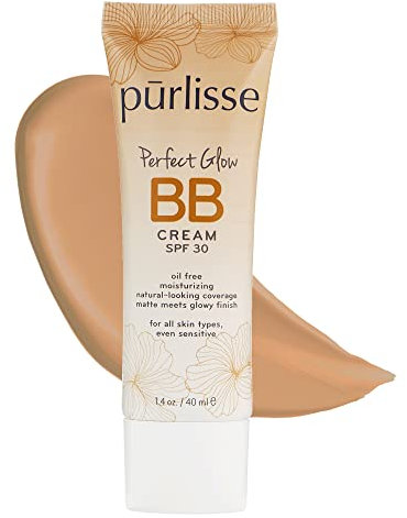 purlisse Perfect Glow BB Cream SPF 30: Clean & Cruelty-Free, Medium Flawless Coverage, Hydrates with Jasmine | Medium 1.4oz