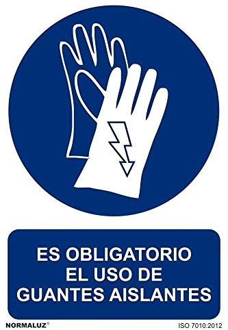 Normaluz RD26604 - Señal Adhesiva Es Obligatorio El Uso De Guantes Aislantes Adhesivo de Vinilo 10x15 cm con CTE, RIPCI