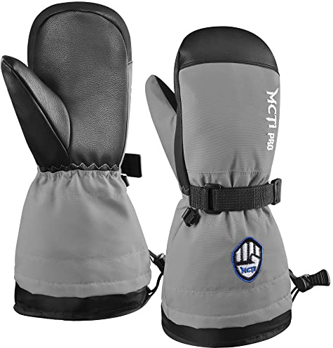 MCTi Kids Mittens Waterproof Winter Ski Warm Sherpa Fleece Lined Removable Insert