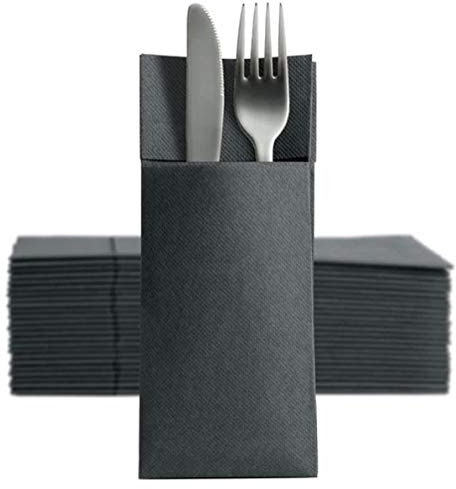 CHIC 50 Softpoint Besteckservietten Bestecktaschen schwarz