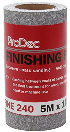 ProDec 5m Rotolo 240 Grana fine per la levigatura tra le mani e la carteggiatura automobilistica - Rotolo di carta abrasiva largo 115 mm compatibile con levigatrici a macchina e manuali
