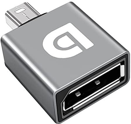 QIANRENON 8K Mini DP auf DP Adapter Mini Displayport Stecker auf Displayport 1.4 Buchse Konverter, 8K@60Hz DP 1.4, Für Computer/Desktop/PC/Monitor/HDTV,Aluminium, Grau