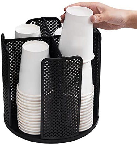 vincente Portavasos de Papel Giratorio | Estante de Almacenamiento de Tazas único | Dispensador Organizador de Tazas de café de Papel para cafetería, Restaurante, Bar, Hotel, recepciones, baño