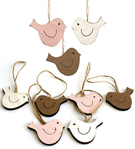 9er Set Anhänger Vogel Holzanhänger Dekoanhänger (9er Set Anhänger Vögel NEO)