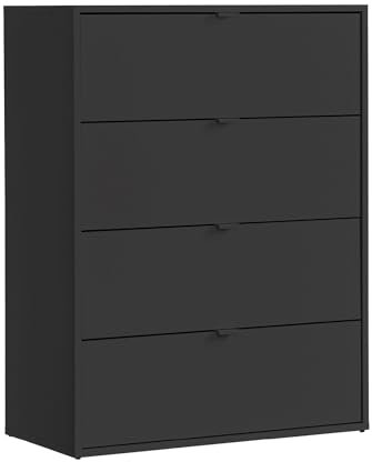 mokebo Kommode mit 4 Schubladen in Anthrazit aus Holz 'Die Stilvolle', Highboard, Sideboard aus Holz mit 80x95x40cm (B/H/T), Nachttisch, Schubladenschrank für Schlafzimmer, Flur & Kinderzimmer