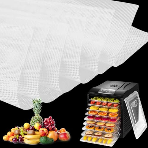 Silikondehydratorblad, 35,6 × 35,6 cm, 6 stycken | Fyrkantig silikondörrfolie, BPA-fri, Non-stick mat, För frukttork och ångkokare