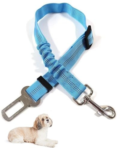 Dog Seat Belts for Cars Dogs Car Harness Pets Car Safety Belt Elastic Buckle Dog Cars Harness Adjustable Dog Seat Belt Nylon Pet Safety Belts for Dogs Cats and Pets (Light blue)