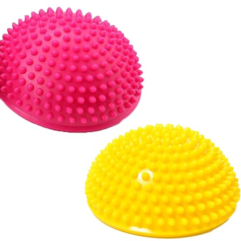 Qiwenr Igelkottsbollar, akupointmassageboll set, igelkottsboll massageboll igelkottsbollar, massageboll igelkottsboll för och vuxna främjar koordination och balans fitnessträning (rosa + gul)