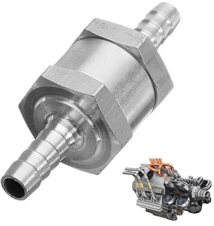 Combustibles de válvula de retención antirretorno | Combustibles en línea 6/8/10/12 | Aluminio plateado antirretorno para combustibles automóviles, helicópteros, barcos, motocicletas