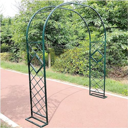 Enrejado de arco de jardín galvanizado resistente para plantas trepadoras, arco de metal independiente para arbustos de rosas, marco estable con diseño de enrejado de rosas (tamaño: 240 x 230 cm