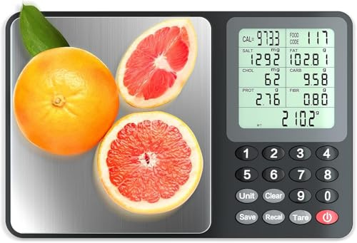 UNIWEIGH Bilancia digitale per alimenti con conteggio delle calorie, bilancia da cucina 3 kg, ideale per la perdita di peso, per pesare i pasti nutrizionali, con display LCD/5 unità/tara, batterie