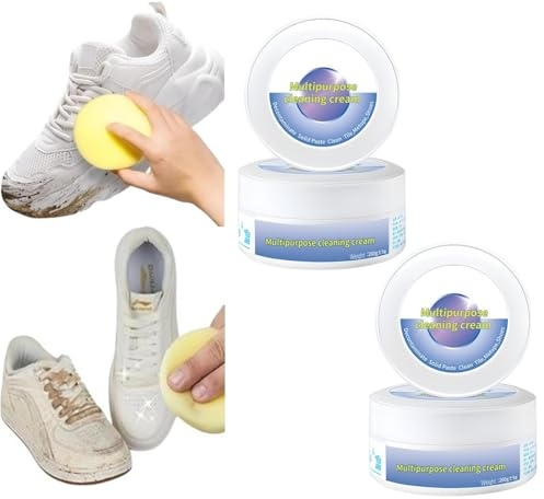 yikkiykk Skorengöringsmedel, vit skorengörare, fläckborttagare för sneakers med svamp, rengöringspasta för alla ytor