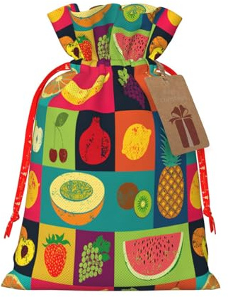 Bolsas de regalo de Navidad con estampado de frutas de estilo artístico, saco festivo de Navidad, fiesta de cumpleaños, embalaje de regalo