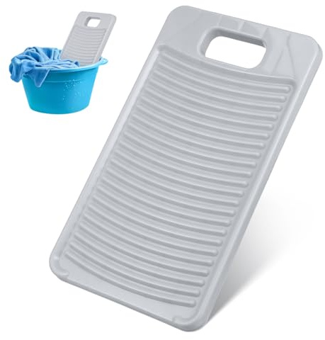 DOITOOL Old Fashioned Washboard for Hand Washing Clothes Hangable Antislip Plastic Washboard for Laundry, Convenient Clothing Cleaning Board, Grey, 11. 22 X 6. 29 Inches