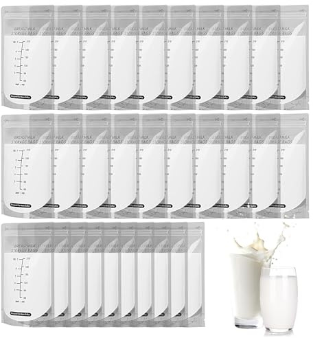 Sacchetti Per Latte Materno - Contenitore Autoportante Con Doppia Cerniera Da 210ml - 30 Pezzi Borsa per Latte Materno Facile da Versare | Per Alimentazione Allattamento Congelatore Viaggio Asilo Uffi