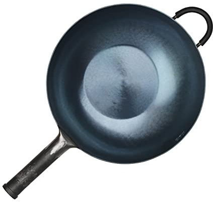 ZhenSanHuan HandMade Carbon Steel Wok Flat Bottom Induction Suitable 32CM