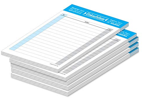 PRICARO Typo inköpslista, magnetisk, blå, A6, 50 ark, 5 artiklar