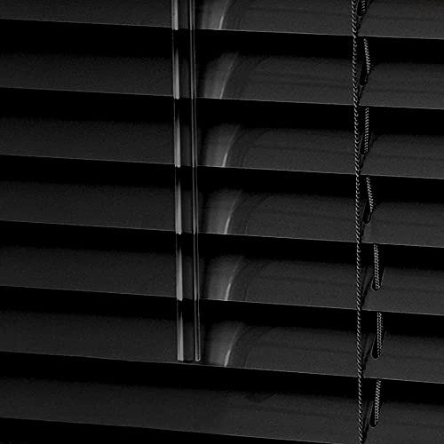 Aluminium Metal Venetian Blinds Trimable Easy Fit 25mm Slat Home Office Silver,Black,White Colours (Black, 135 x 150 cm)