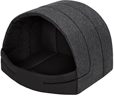 Hundehütte Hundehöhle Hundebett Hundehaus Katzenhöhle Schlafplatz M - 50x38 cm Schwarz