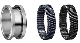 BERING Austauschbar Ring Set für Herren in Silber, Schwarz & Blau mit einzigartigem Twist- & Change System, Symphony-Set-B
