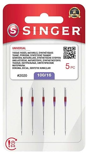 SINGER 04741 Aiguilles pour Machine à Coudre, Acier, 110/18-5, 4-Count, Set de 5 Pièces